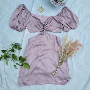 Boutique Cutout Puffsleeve Lilac Bodycon Minidress US Women's M